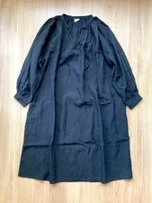 atelier Rough atour linen gathered smog shirt dress black