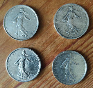 4 PIECES 5 FRANCS ARGENT SEMEUSE 1960 / 1962 / 1963