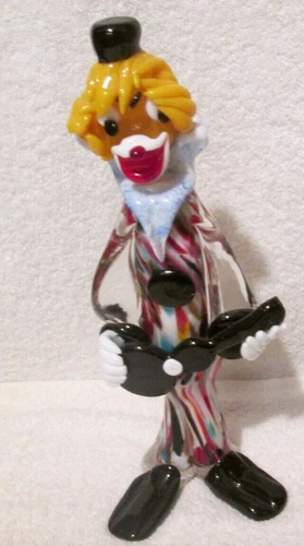 Vintage Venetian Murano Blown ART Glass Clown Italy 10" Tall REAL CUTE BUT READ