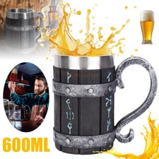 Bierkrug Wikinger Holzkrug Mittelalter Eichenholz Humpen Becher Geschenk Gift