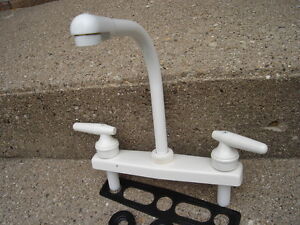 Details About High Rise Kitchen Sink Faucet White Lever Handle Camper Trailer Rv Marine 8201w