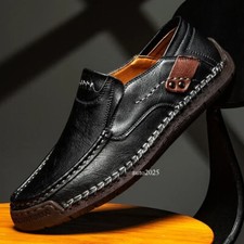 Men's Genuine Leather Handmade Casual Loafers Breathable Slip on Driving Shoes
