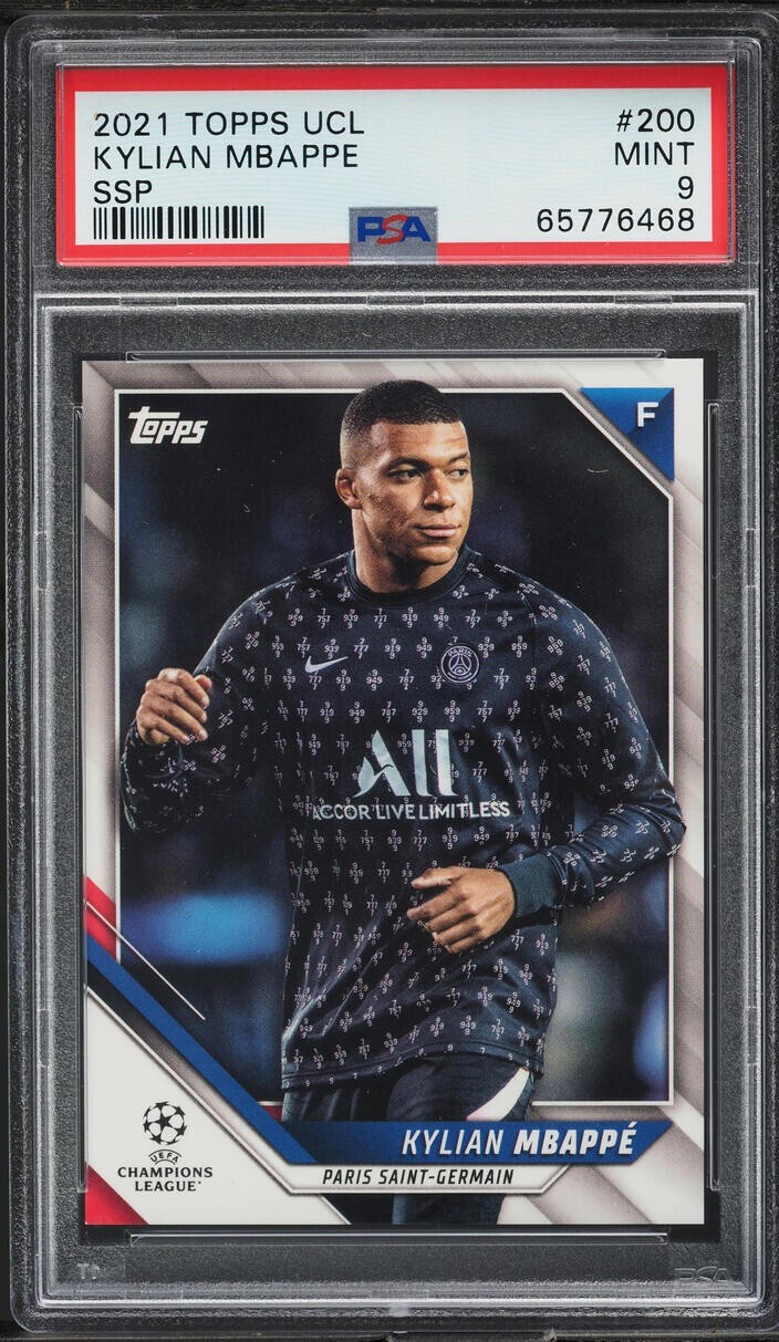 PSA 9 2021-22 Topps UEFA Champions League Kylian Mbappe Image Variation SSP #200