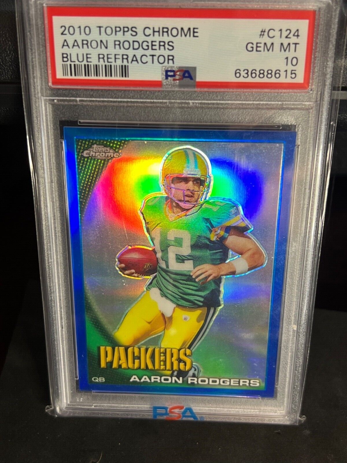 2010 Topps Chrome Aaron Rodgers Blue Refractor 169/199 PSA 10 Pop 5 Steelers!