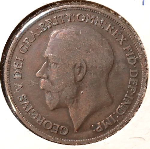 1919 UK Great Britain One Penny George V - Picture 2 of 2