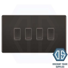 BG Nexus Black Nickel Screwless Flatplate Switches & Sockets Black Inserts 