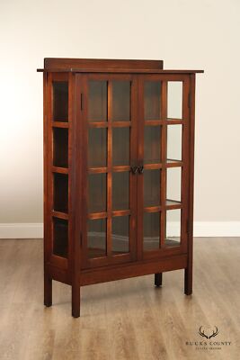 Gustav Stickley Antique Mission Oak and Glass Two-Door China