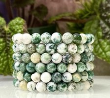Wholesale Lot 6 Pcs Natural Tree Agate 8mm 7.5 Crystal Healing Stretch Bracelet