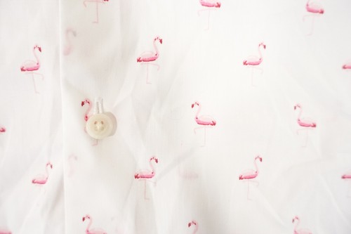 BAR III 3 WHITE FLAMINGO PRINT MEDIUM SLIM STRETCH BUTTON FRONT SHIRT MENS NEW - Picture 5 of 6