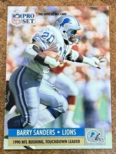 1991 Pro Set Barry Sanders #10 Detroit Lions Football Card. Pack Fresh