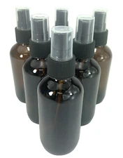 6-Pack 4 oz Amber Glass Spray Bottles Fine Mist Dispenser