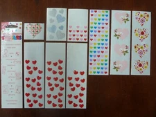 RARE Vintage 80s Mrs Grossman’s Patterned Red Heart Stickers Valentine's Day Lot