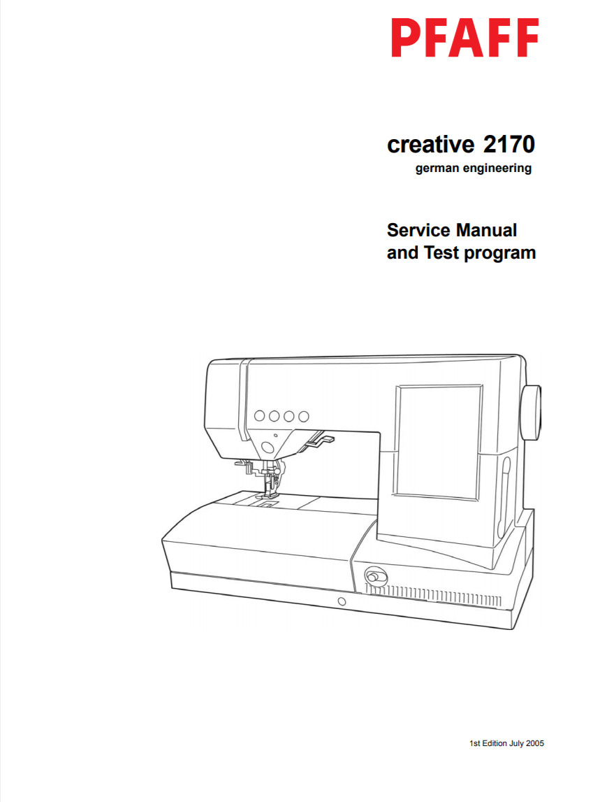 PFAFF Creative 2170 Machine Repair / Service / Test Program Manual PDF Download 