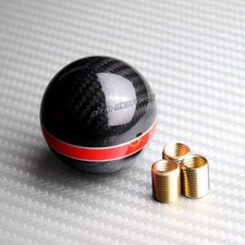 Universal Real Carbon Fiber Ball Manual MT Gear Shift Shifter Knob W/Red Stripe