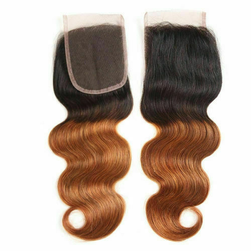 12A 16INCH 4X4 CLOSURE BRAZILIAN VIRGIN HUMAN HAIR 2TONES 1b/30# OMBRE BODY WAVE