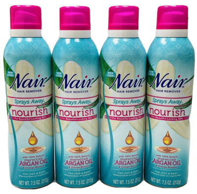4 nair nourish spray away for legs & body 7.5oz ea scuff/dented exterior