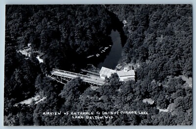 Airview Of Entrance To Dells Of Mirror Lake Lake Delton WI RPPC Photo Postcard
