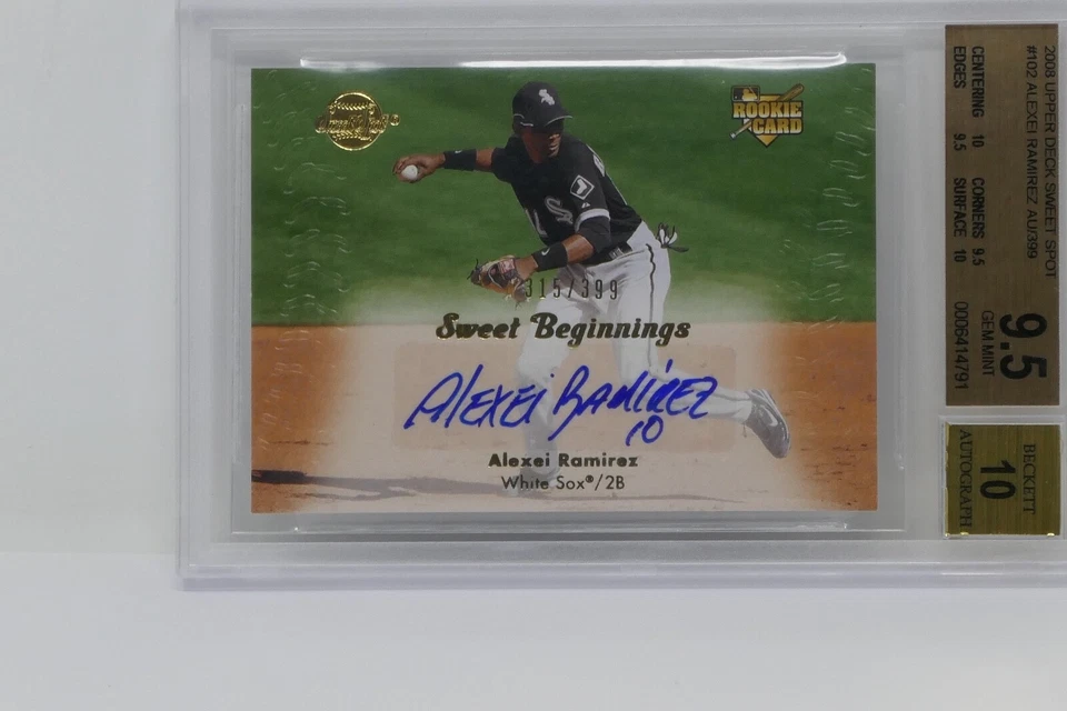 2008 Upper Deck Sweet Spot No102 Алексей Рамирес AU/399 дебютант Beckett 9,5 GEM - Изображение 2 из 4