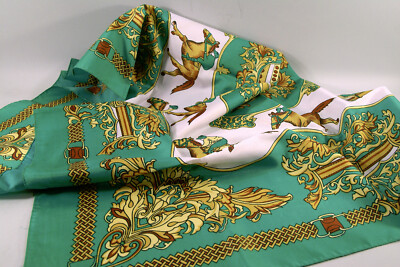 Foulard Carré Vintage Thème équestre / Hippique - Motif Blason Cheval, Multicolore, Occasion
