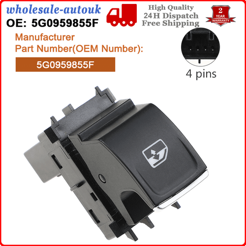 Passenger Side Window Switch Button For VW Golf GTI MK7 1.6 TDI BA5 5G0959855F - Afbeelding 2 van 9