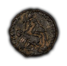 Ancient Copper Roman Empire AE Constantius Gallus Battle Scene Spearing - AN0121