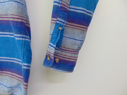 Cambridge Classics Vintage Button Up Shirt 90s Striped Blue Mens M / L - Picture 3 of 5