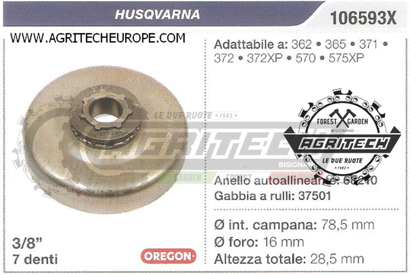 Kit Pignone Campana Oregon 106593X Husqvarna 372XP 3/8" 7 Denti