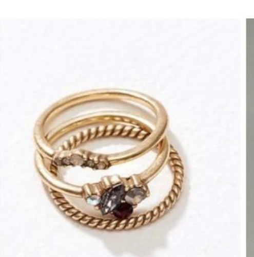 Ann Taylor Women's Stackable Ribbon and Gemstone Ring SET OF 3 PCS NWT Sz 6