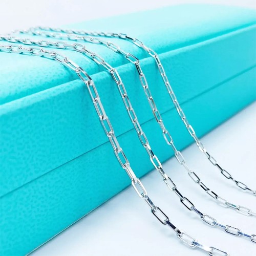 Pure Platinum 950 Chain Women 1.4mm Square Rolo Cable Link Necklace 4.87g/17.7in - Picture 4 of 7