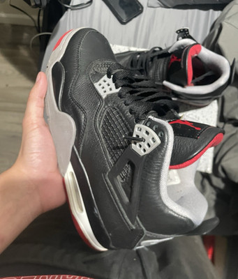 Jordan Air Jordan 4 Men's Black/Red/Gray Colorblock Mid Top Leather Sneaker