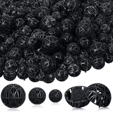 Cunno 200 Pcs Bio Balls Pond Filter Media Black Aquarium Bio Media with Spong...