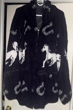 Inca Artesanias Hoodie Mens XXL Black White Horse Horseshoe Knit Sweater