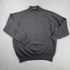 Ermenegildo Zegna Wool Sweater Mens L (52) Gray Pullover Luxury Minimalist FLAW