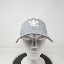 Adidas Originals Hat Cap Strap Back Gray Embroidered Trefoil Cotton Mens Dad