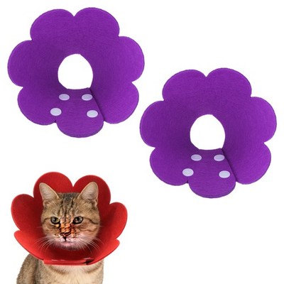 2Pcs Felt Cat Recovery Collar Cute Flower XS 5.1-6.3 Inch Purple