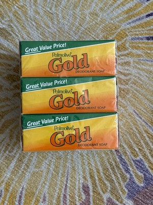 NEW SEALED Palmolive GOLD Deodorant Soap Three 4oz Bars Discontinued Made In USA