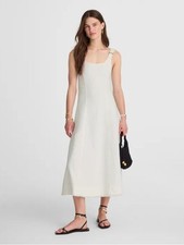 Madewell women’s Denim Scoopneck Midi Dress overalls in Pure White Wash Sz L NWT