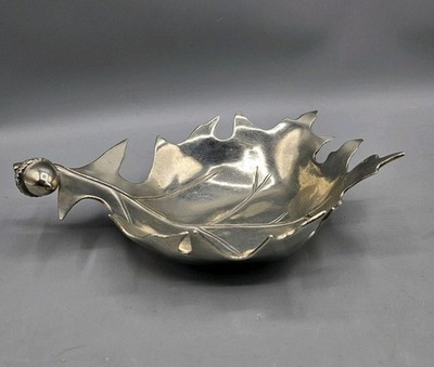 Vagabond House - Pewter Forest Leaf Dish w Acorn Accent - 5'' x 9'' - VH 95 Mark