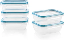 Total Solution 5-Pack (3-Cup) Plastic Food Storage Containers Set, Leakproof & A