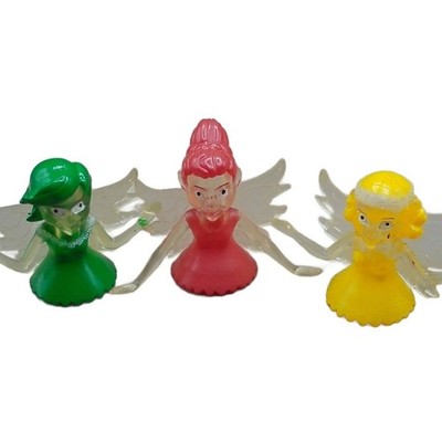 ACC Fairy Pixie Rubber Finger Puppet Lot of 3 (Green, Yellow, Red) Vintage 1990s