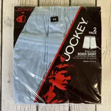 Vintage New 1983 Jockey Men's 42 Full Cut Boxer Short 2-Pack Light Blue USA.