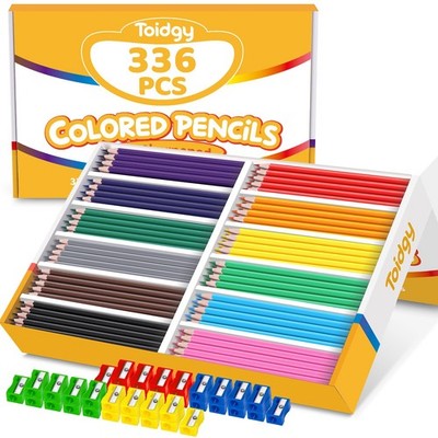 Colored Pencils 336 Pack Bulk 12 Assorted Colors Pre sharpened Classroom Packs