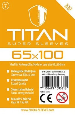 Shield Titan 7 - 100 Super Sleeves für Kartengröße 65 x 100 mm | Deutsch | Spiel