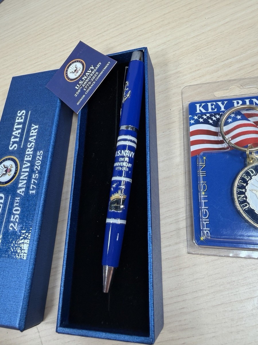 US NAVY 懐中電灯&ネームプレート U.S. Navy 250th Anniversary Commemorative Pen (1775–2025