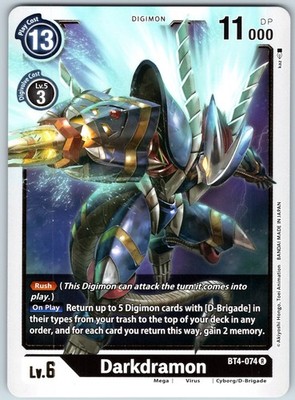 Darkdramon Rare Great Legend Normal BT4-074 R NM