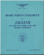 JAGUAR MK2 3.4 , 3.8 & 340 SALOON (1959-69) FACTORY PARTS CATALOGUE *VGC*