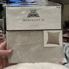 Merchant 41 Faux Linen Pillow Covers 18x18 Throw Pillow Beige NEW IN PKG
