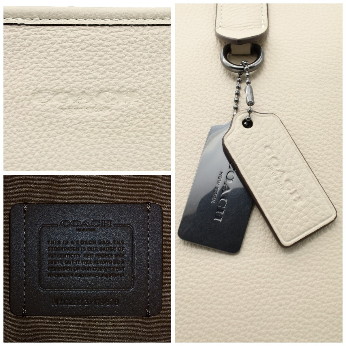 Free  Brand New  COACH Men s Tote Bag Sullivan Leather Tote C9876 Off White thumbnail 3