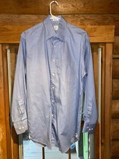 Peter Millar Long Sleeve Button Down Dress Shirt Mens 15.5 Regular Blue Striped