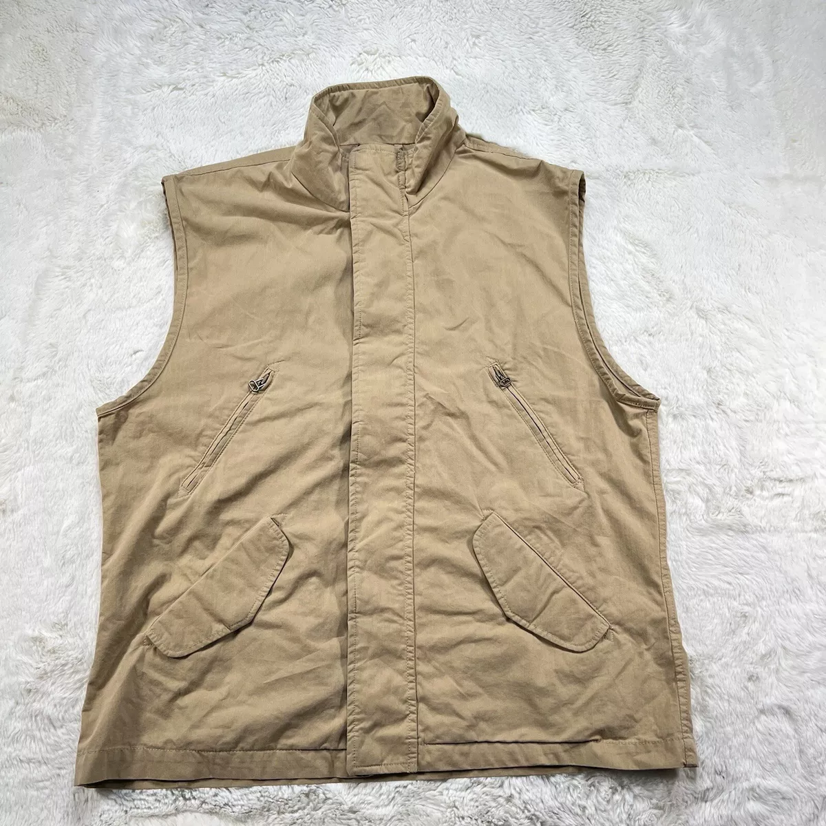 JC Twidd Canvas Zip Up Vest Mens Size XL Tan
